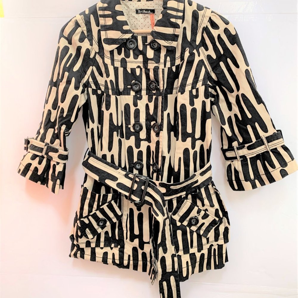 Anthropologie Taikonku Black and Cream Trench Coat Jacket